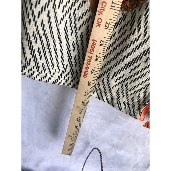 Chico's Embellished Suit Coat, Black & White with Orange Trim, Floral, Size US 8 - Picture 8 of 9